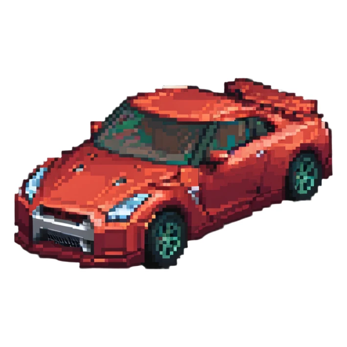 blocky Minecraft Nissan GTR sports car sticker