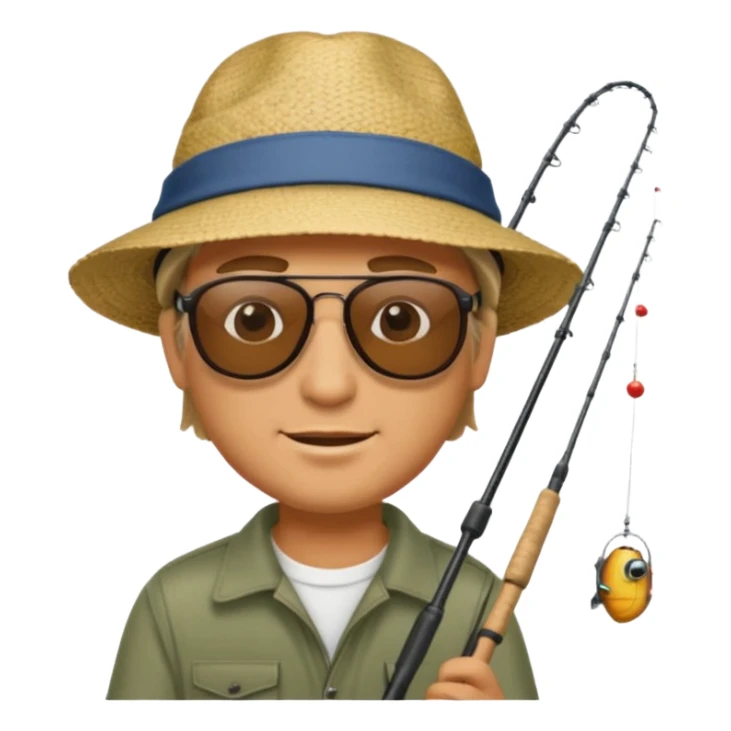 a man holding a fishing rod sticker