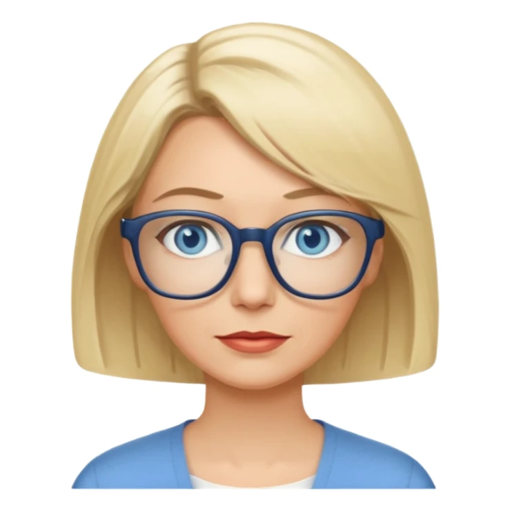 white woman blue eyes glasses middle aged blonde bob sticker