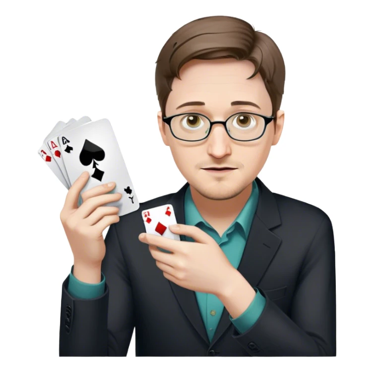 Edward Snowden revealing an Xbox controller in one hand like a magician revealing a playing card, clues up, realistic  sticker