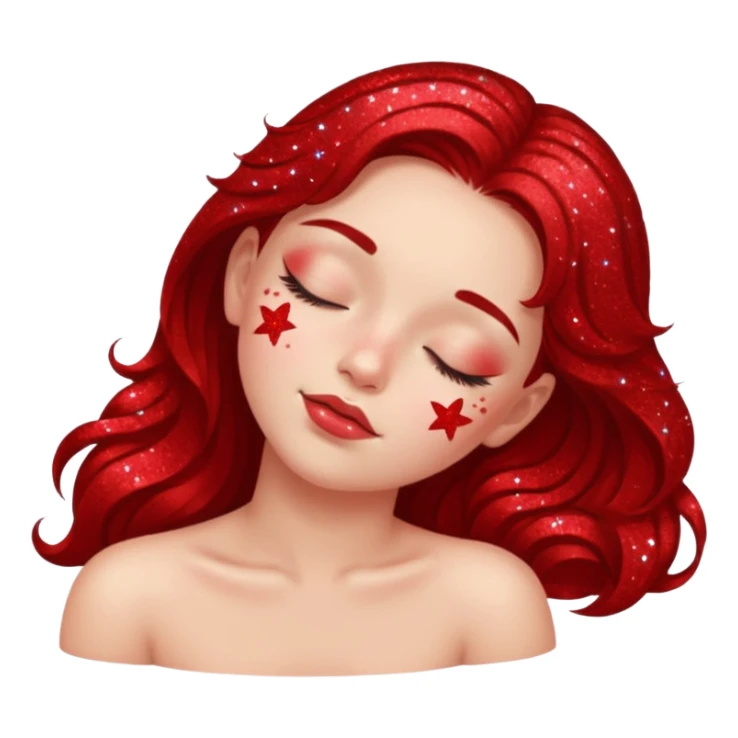 red glitter girl with eyes lying on the floor sticker