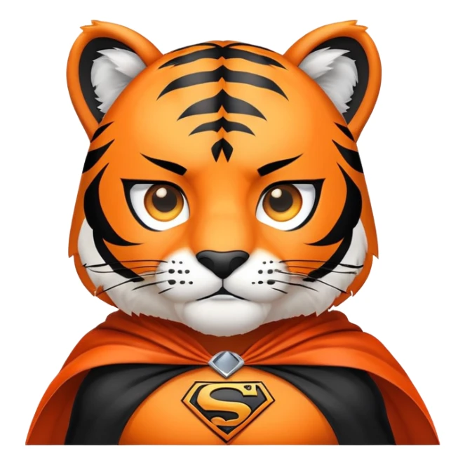 tiger face with superhero cape for Twitch emote sticker
