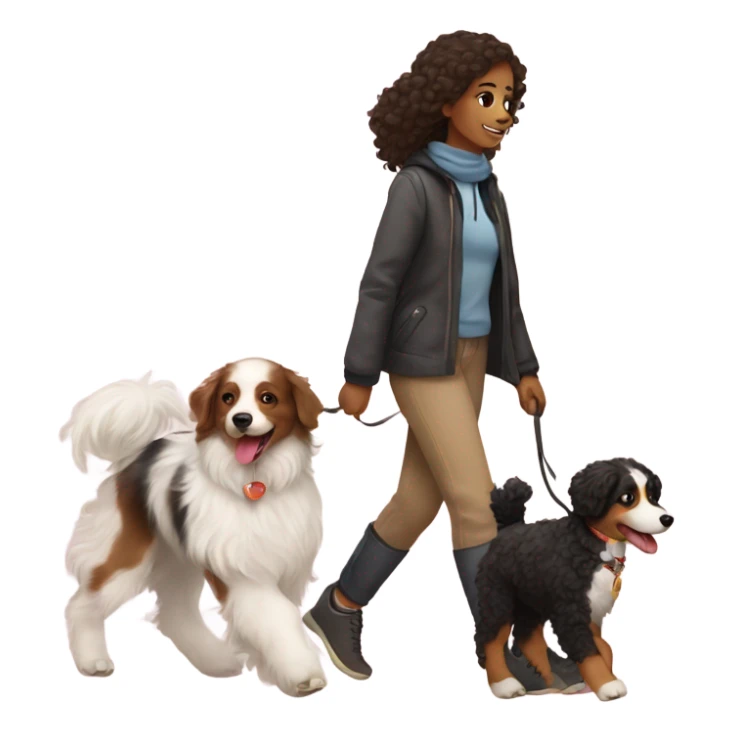 girl walking a poodle and an australian shepard  sticker