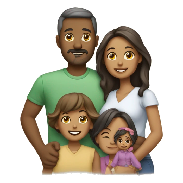familia con mama,papa,hija e hijo sticker