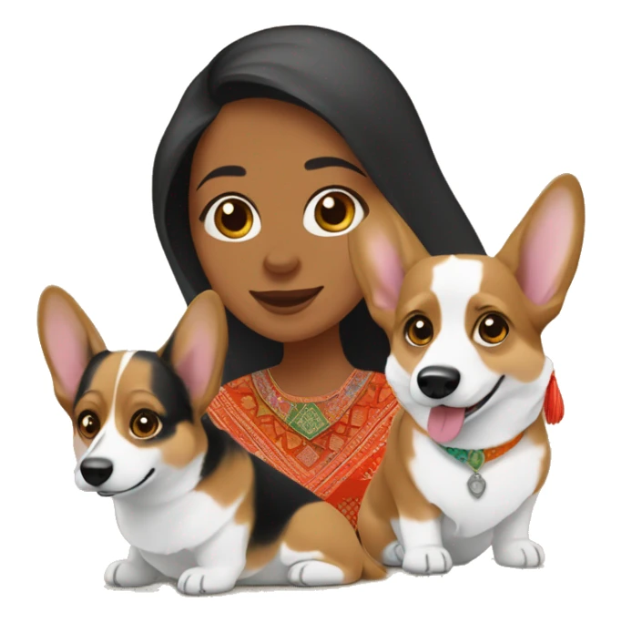 corgi tricolor with moroccan women sticker