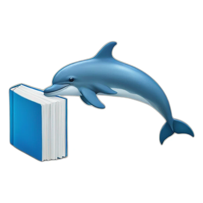 blue book with a dolphin on it sticker