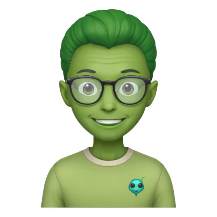 allien with glasses and shirt sticker