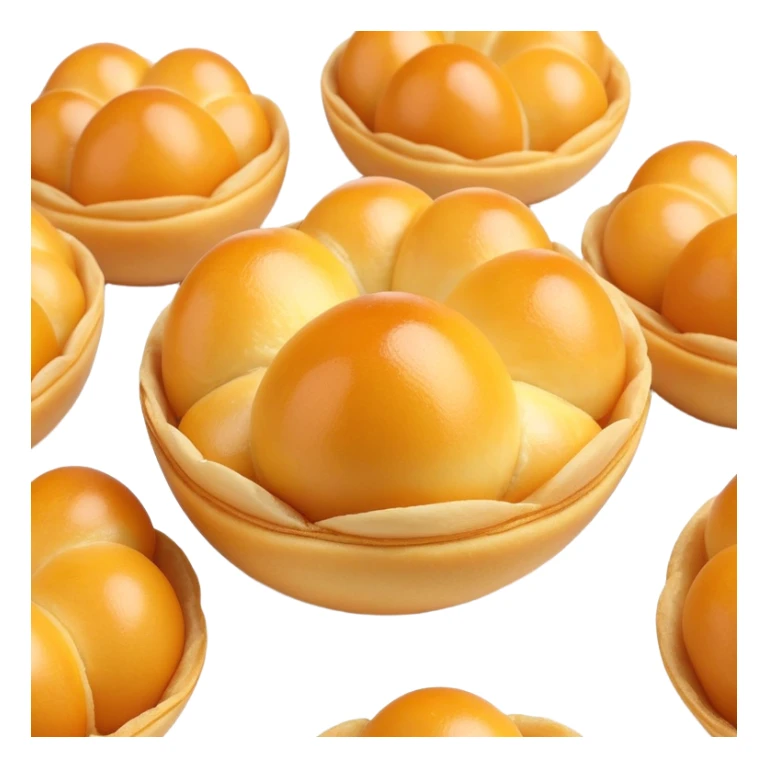 3D rendered crispy Hong Kong egg puffs (港式鸡蛋仔) with slight char marks, perfectly golden with darker spots, authentic egg-shaped bubbles, hyper-realistic texture, glossy finish sticker