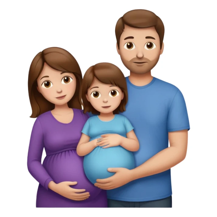 Donna capelli castani incinta, marito capelli castani e bambino capelli castani  sticker