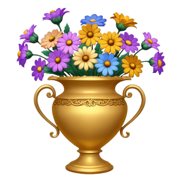 dried flowers in a golden vase sticker