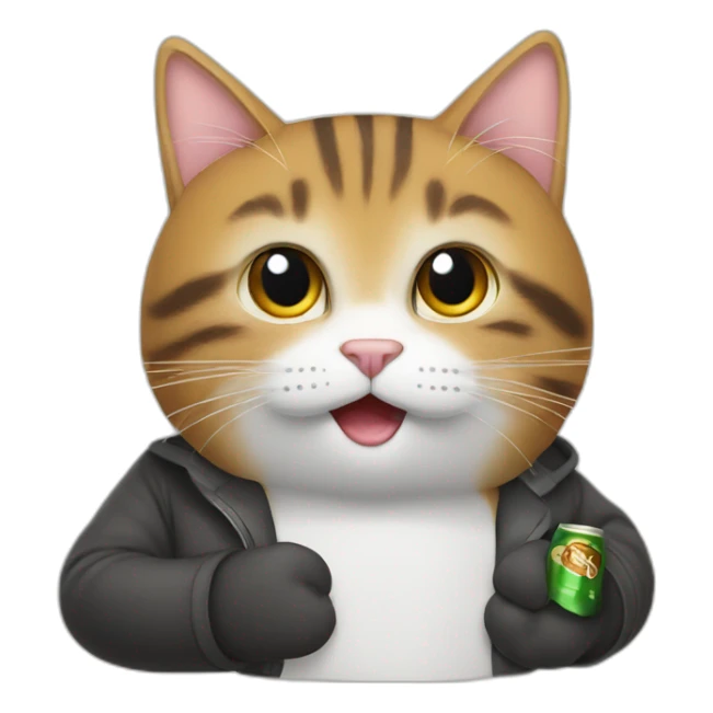 un chat qui bois une bière sticker