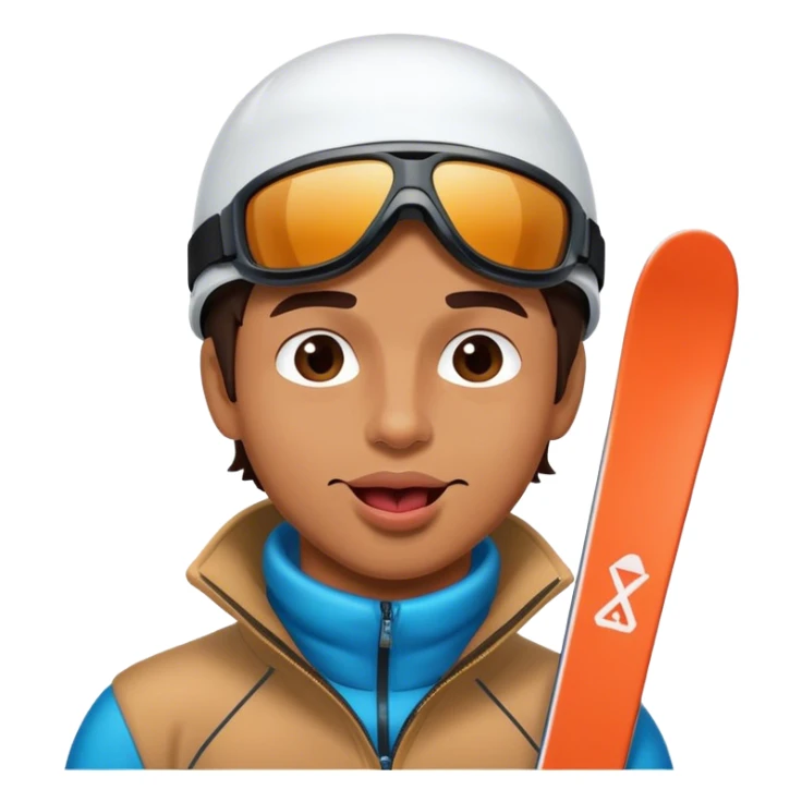 Handsome man licking a ski slope sticker