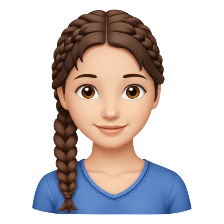 Make me a brunette girl, with brown (dark) eyes and a side braid sticker