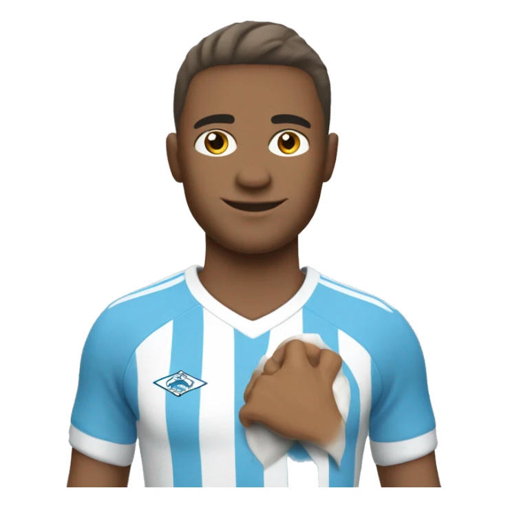 un joueur de foot maillot du havre qui sourit sticker