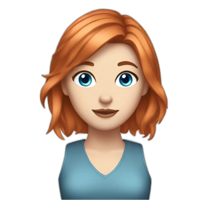 white girl with copper hair and blue eyes and cat ears sticker