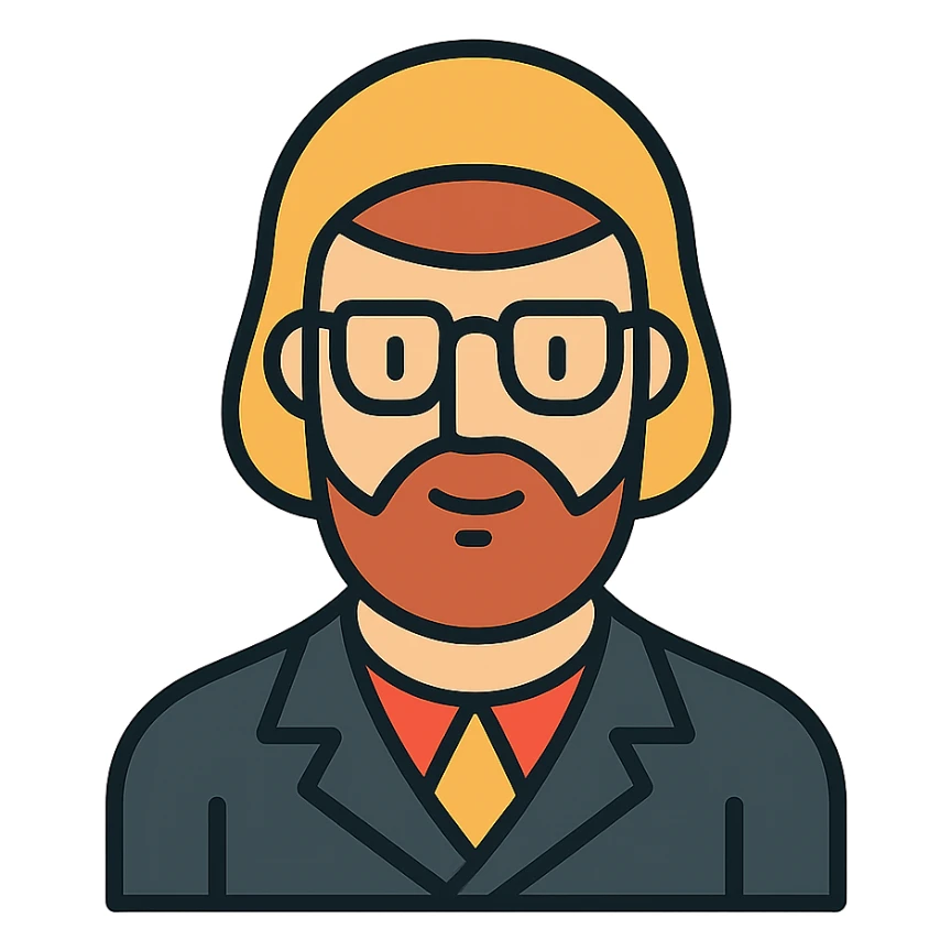 a medieval man wearing black glasses and a black suit sticker