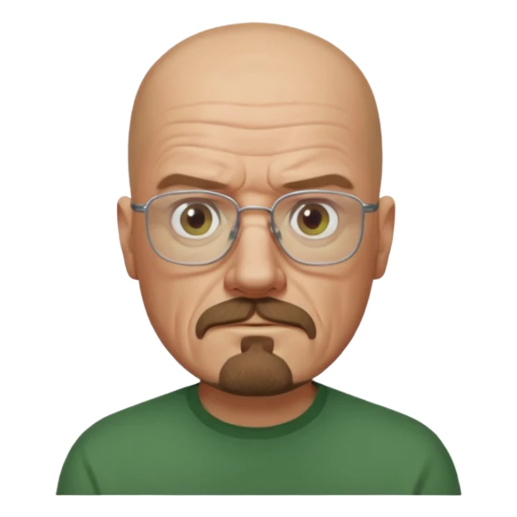 Draw Walter White in glasses, bald head, goatee beard, green shirt & serious expression. sticker