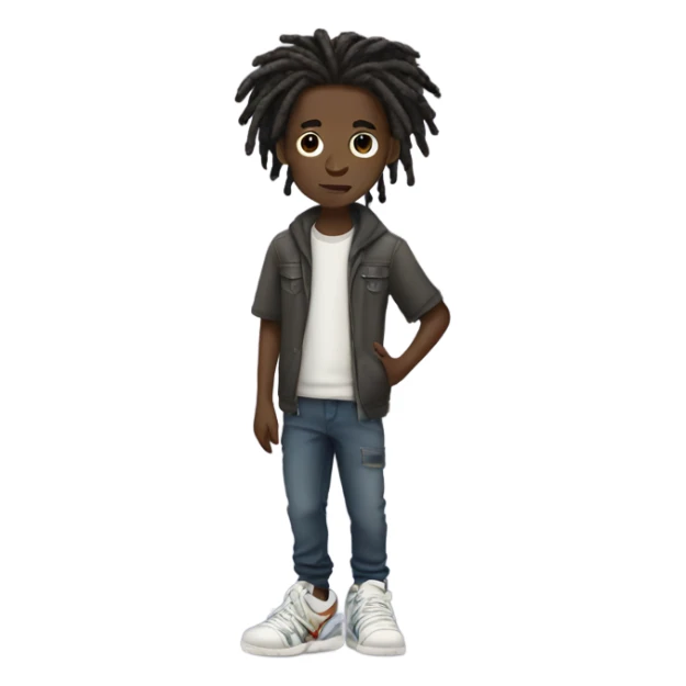 dark-skinned boy with dreads in sneakers sticker