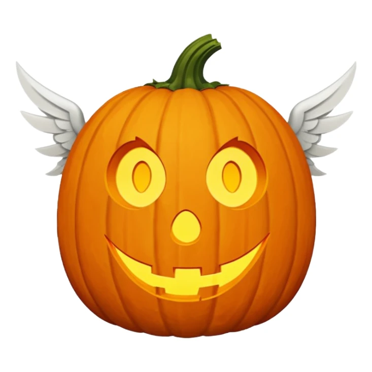jack-o'-lantern with white wings and question marks symbols in the eyes. sticker