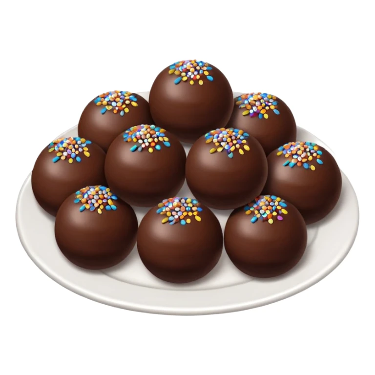 chocolate balls on plate with chocolate sprinkles sticker