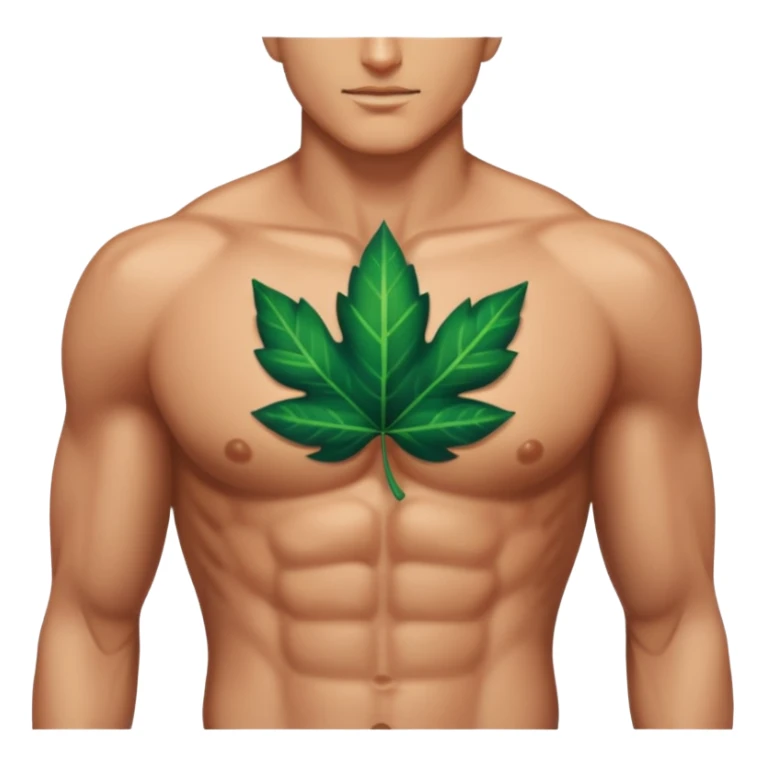 close up male abs and chest with leaf shadows and crystal reflections sticker