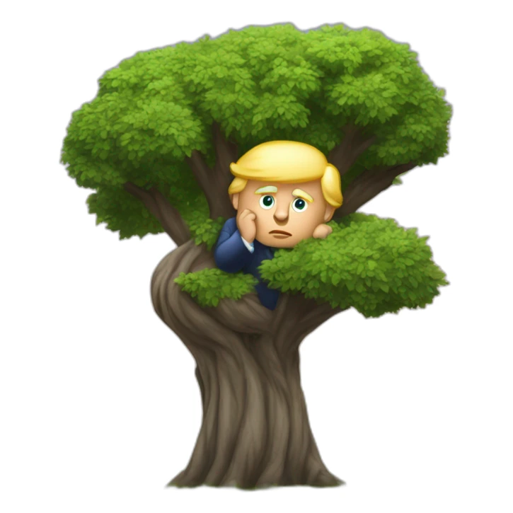 Donald trump qui fait un calin à un arbre sticker