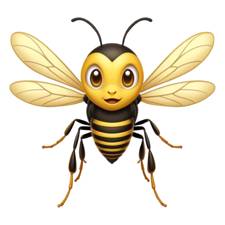 Cinematic Cheeky Wasp Portrait Emoji, Head tilted dramatically with an exaggeratedly shocked expression, featuring a slender, sharply striped body with wide, comically expressive eyes full of playful disbelief and animated, fluttering wings, Simplified yet hilariously expressive features, highly detailed, glowing with a slightly sassy glow, high shine, dramatic yet playful, stylized with an air of cheeky insect mischief, soft glowing outline, capturing the essence of a meme-worthy wasp that looks ready to buzz its way into viral fame! sticker