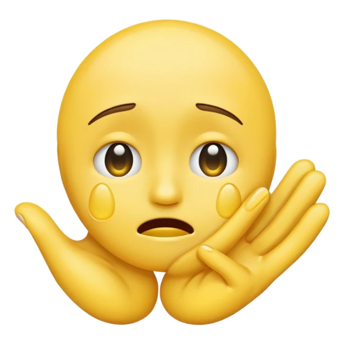 a crying emoji with an open hand in front of it sticker