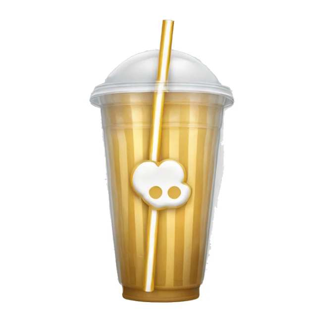 a single gold white striped straw in a see through cup sticker