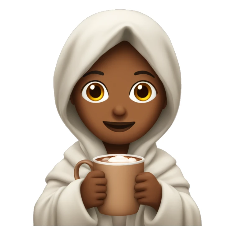 Woman with blanket holding a hot chocolate  sticker