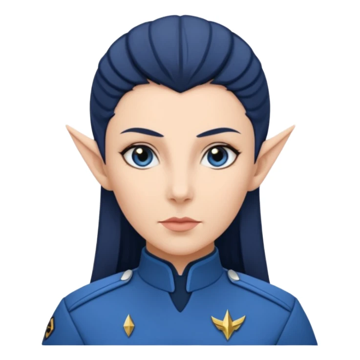 female Vulcan in Starfleet blue uniform (Star Trek) no green face sticker