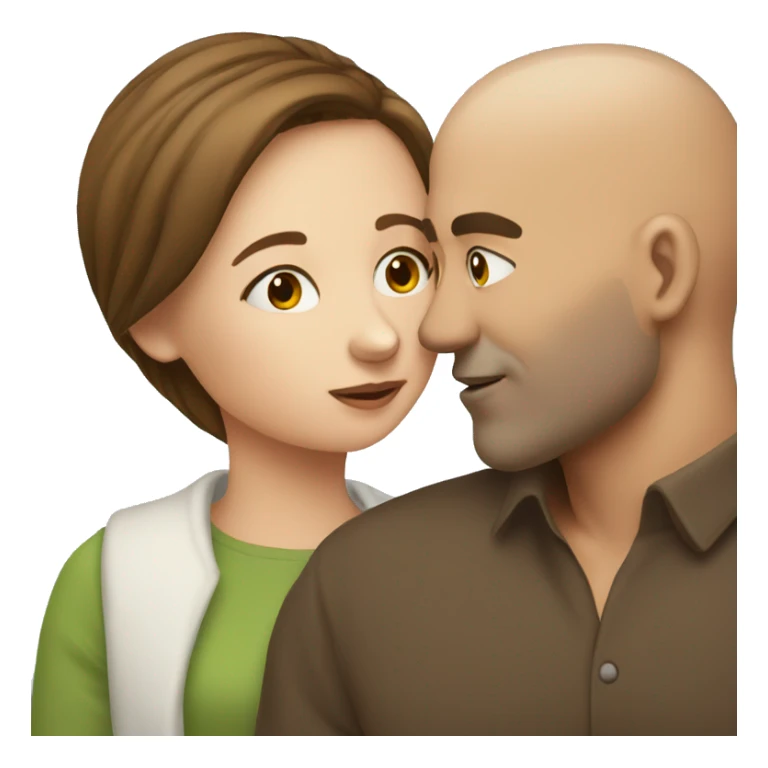Bald man kissing brown haired girl sticker