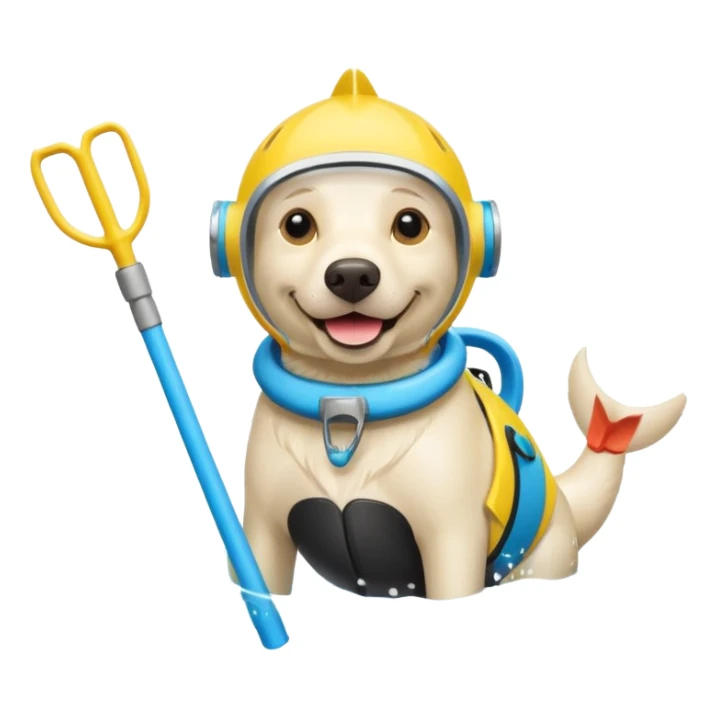 White labrador with snorkel and fins sticker
