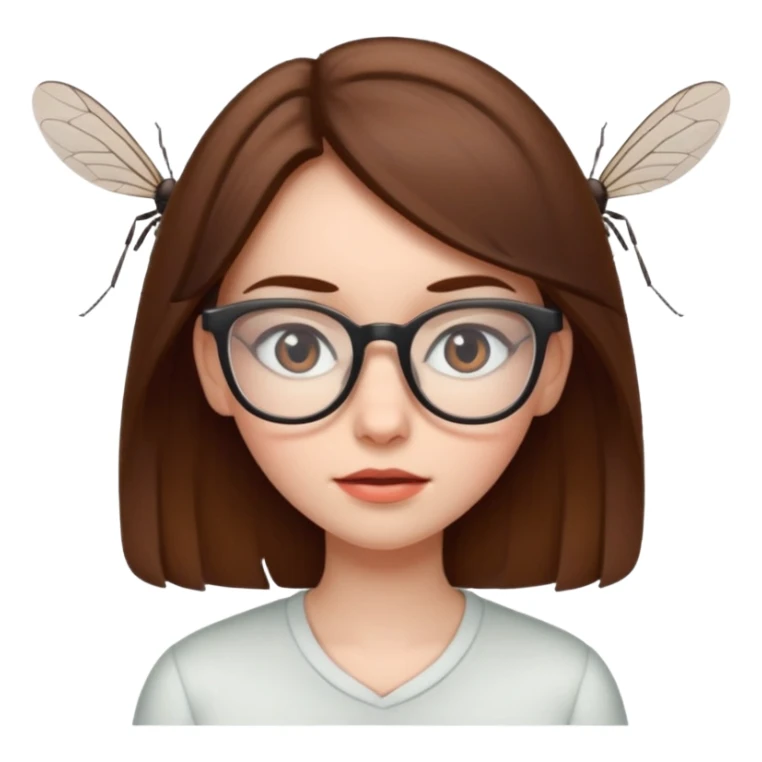 brown hair girl with glasses but as a mosquito  sticker