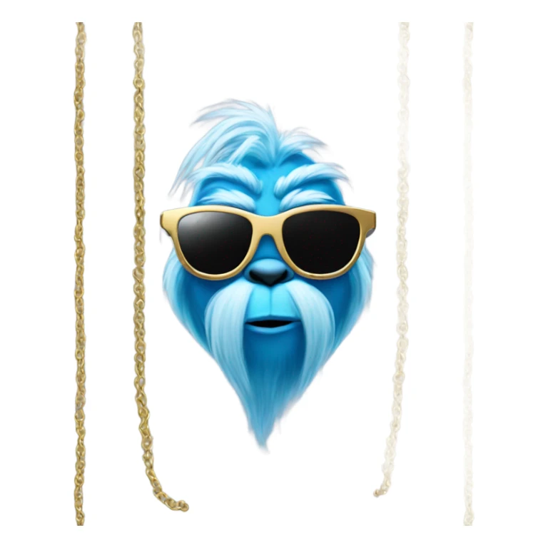 Blue grinch with sunglasses and gold chain sticker