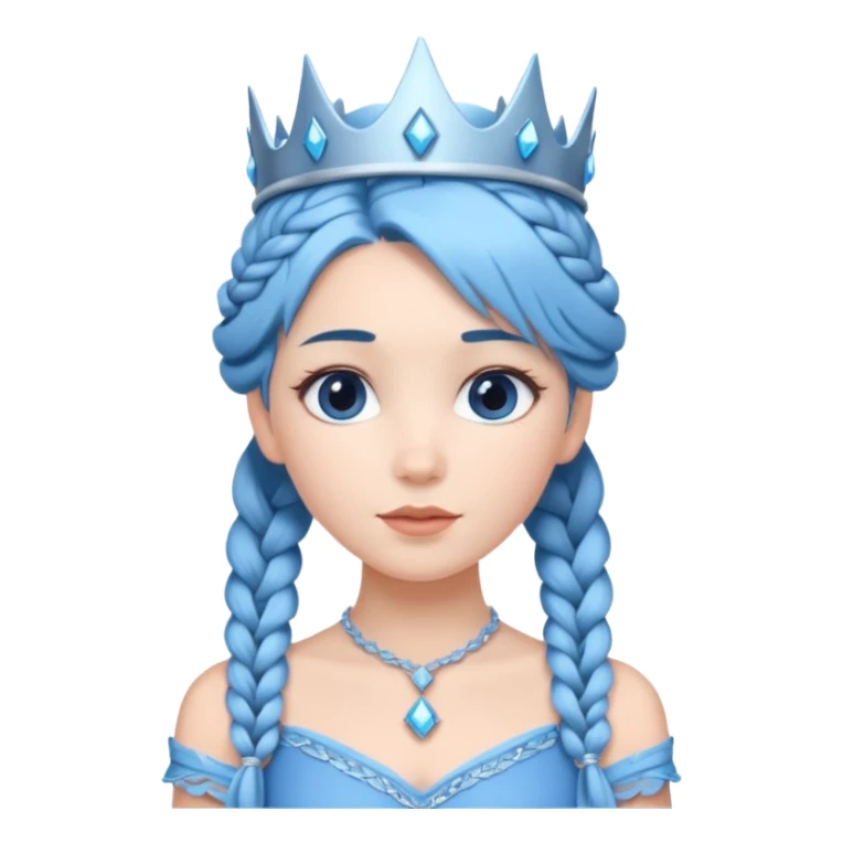 braided hair ice princess with crown blue hair sticker