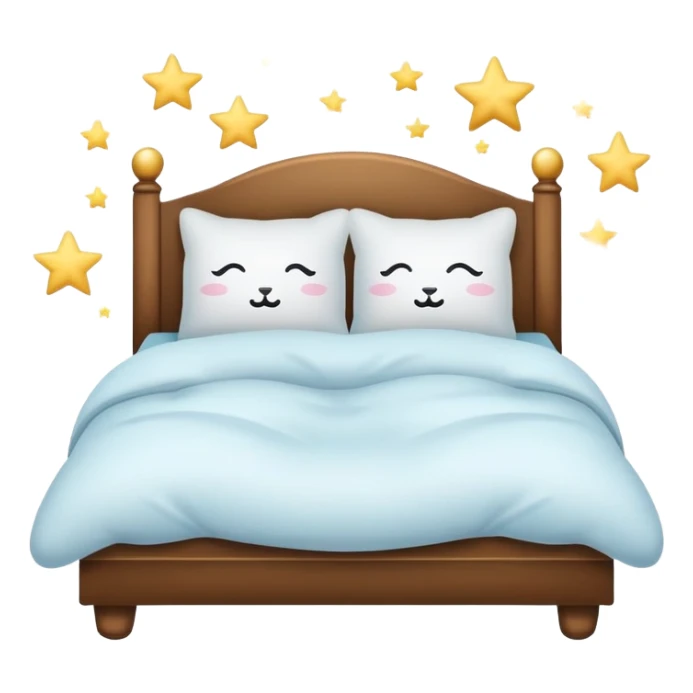 bed with a pillow and stars, calm and inviting sticker