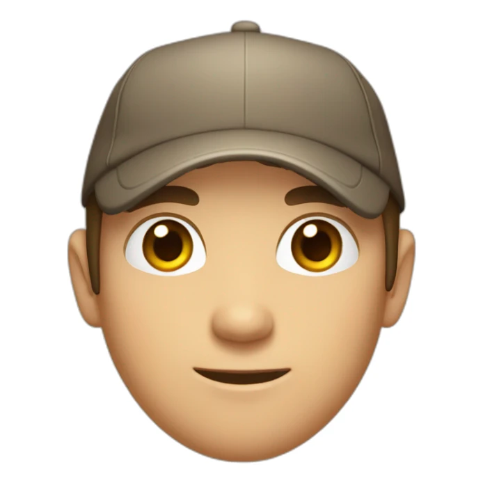 Guy with brown hair and short, brown eyes with a cap the is inside a circle that try to exit sticker