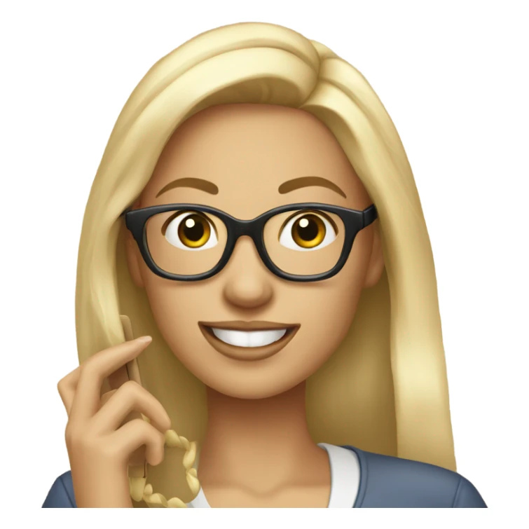 Beautiful Blonde woman wearing glasses calling on cell phone sticker