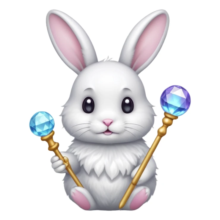White bunny with wand and with crystal ball sticker