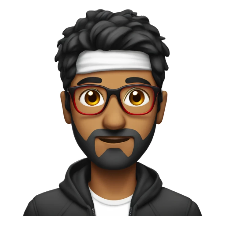 Anirudh, black, black hair, red glasses, scar on forehead sticker