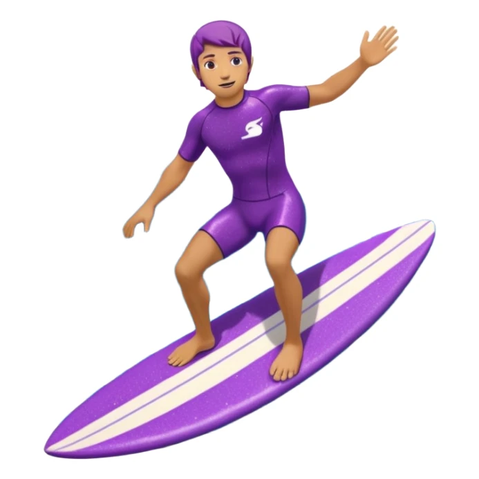 glitter surfer purple surf in wave ocean cian sticker