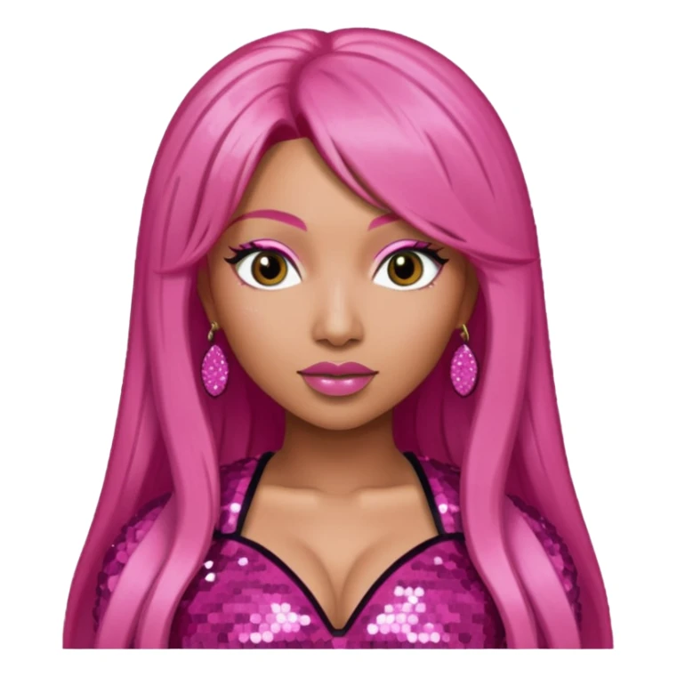 Nicki Minaj with long pink hair, dark pink sequin outfit  sticker