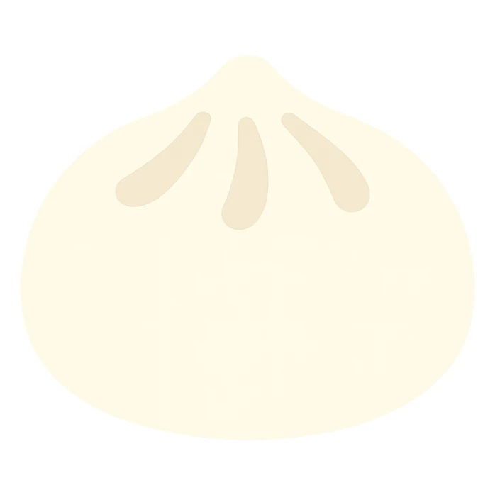 baozi, Chinese steamed bun with pleated top, color icon sticker