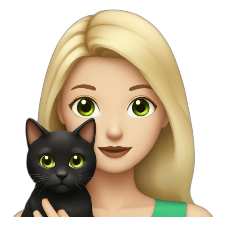 Blonde woman With green eyes holding a fluffy black and brown cat sticker