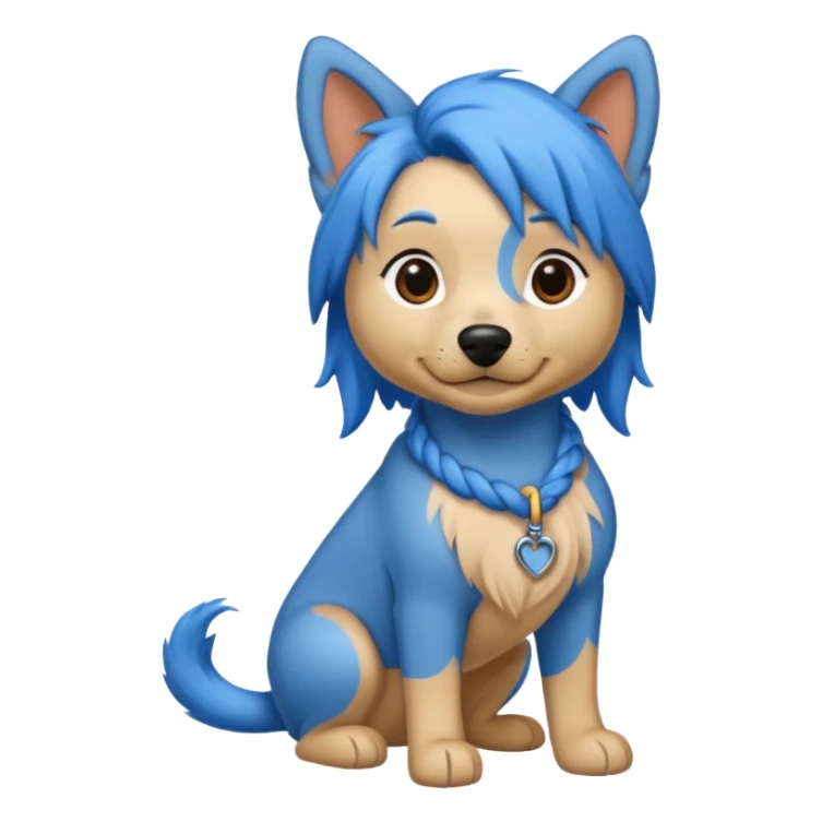 blue haired dog with braided hair sticker