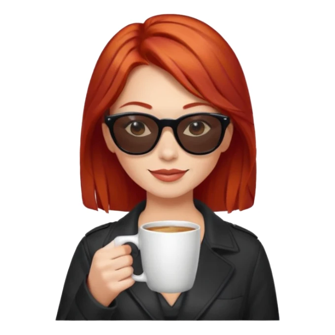 sunglasses red hair woman drink coffee sticker