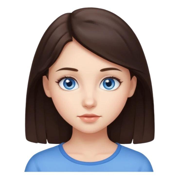 sweet brunette girl with blue eyes, soft features sticker