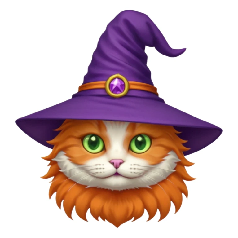 cat wear purple wicth hat sticker