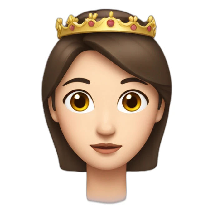 a brunette woman with a crown on the head, asian, shoulders sticker